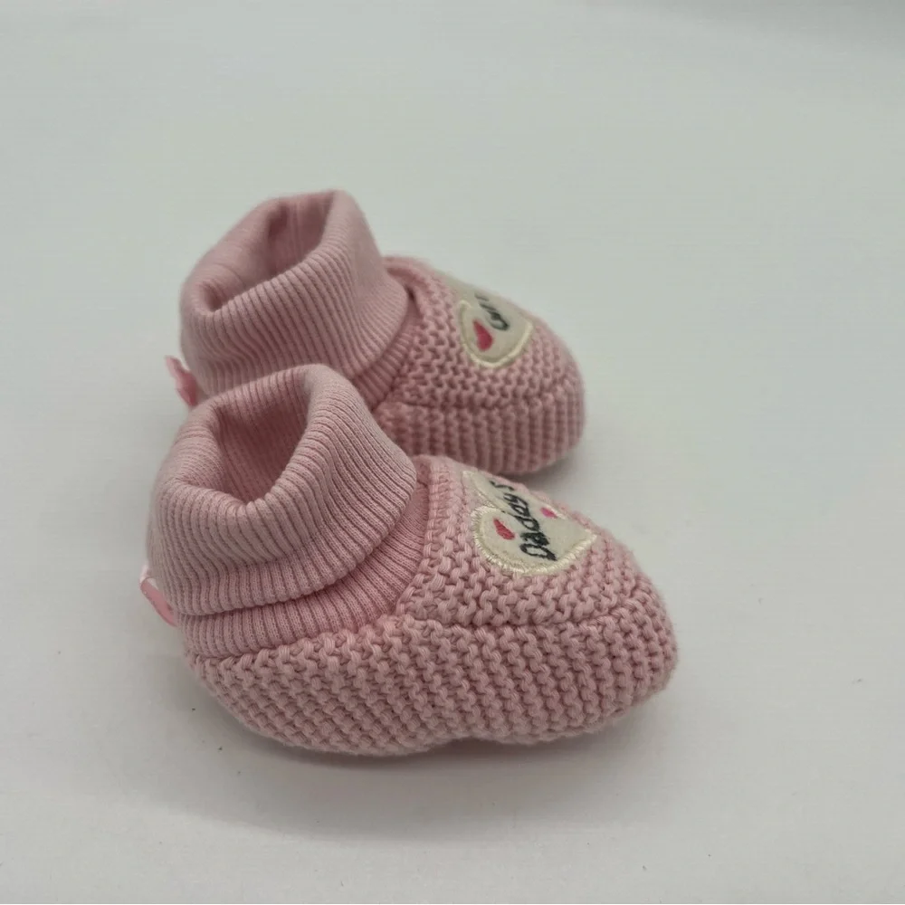 Pink Baby Girl Knit Daddy’s Girl Booties - 3/6 Months